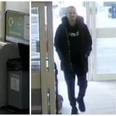 Hartlepool Police have released images of a man they wish to speak to following the theft of  a charity box from the University Hospital of Hartlepool.