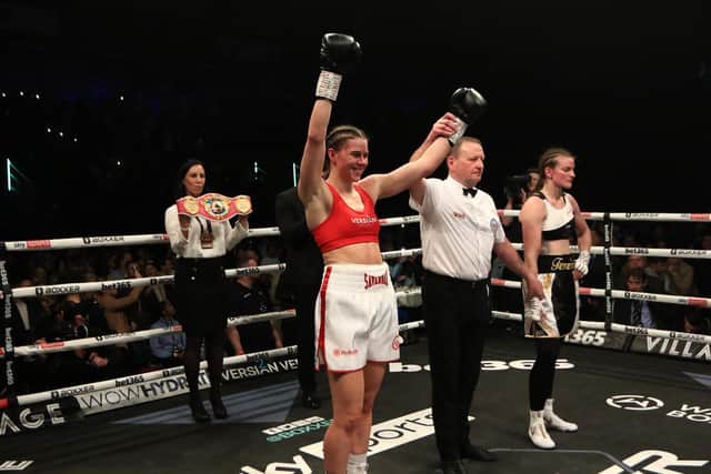 Savannah Marshall defended her WBO middleweight title over Femke Hermans in Newcastle. Picture by Martin Swinney