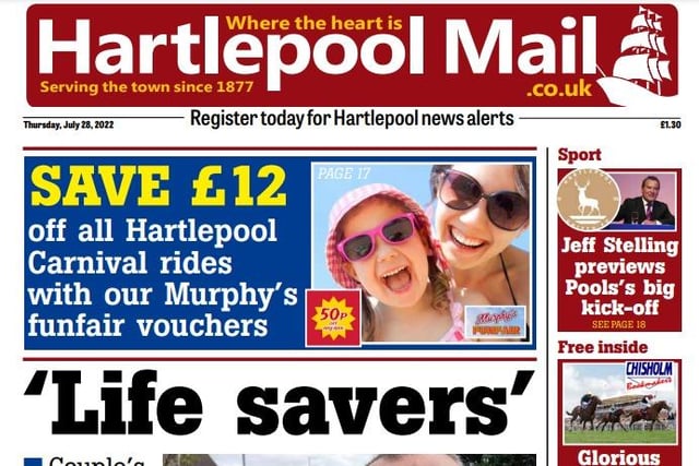 July 28's Hartlepool Mail contains 24 money-off vouchers worth a total of £12 to be used on rides at Murphy's funfair.