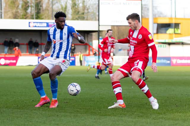 Omar Bogle scored his second Hartlepool United goal in the win over Crawley Town. Picture by Jamie Evans