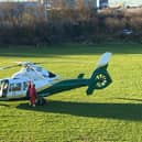 Great North Air Ambulance takes one casualty to hospital after a road traffic collision.