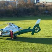Great North Air Ambulance takes one casualty to hospital after a road traffic collision.