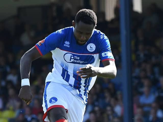 Emmanuel Dieseruvwe scored his third and fourth goals of the season for Hartlepool United against AFC Fylde. Picture by FRANK REID