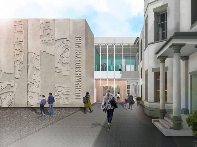 An artist’s impression of the entrance / exterior of the proposed Durham History Centre