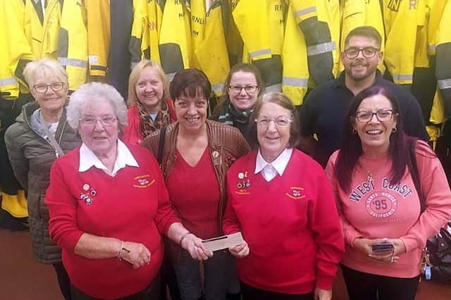 Back row, from left, Aileen Graham, Julie Gorman, Toni Kate Bousfield and Hartlepool RNLI crewmember Andy Johnson. Front row, from left, Hartlepool RNLI branch member Ann Wray, Marie Bousfield, Hartlepool RNLI branch chairperson Beryl Sherry and Ann Graham.