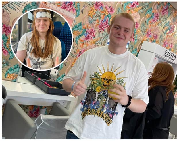 Harvey Maddison, 17, had 22 inches of his hair shaved off to donate to the Little Princess Trust following a recent cancer diagnosis. He has already raised £1696 which will go towards making the wig and supporting the charity.