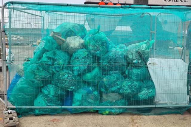 Just some of the 71 bags of litter collected at the Marina.