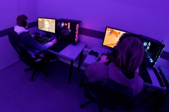 Esports students from Hartlepool College at Hartlepool's virtual reality and esports centre NEVR labs in Park Road.