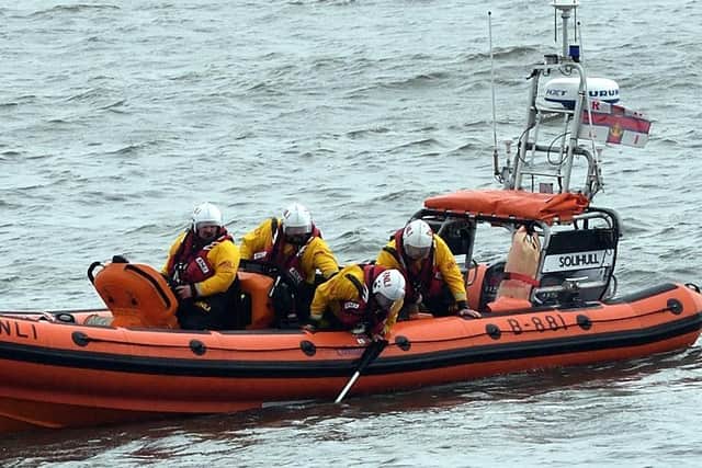 Rescue teams were called after a dinghy capsized near the Hartlepool shore./Photo: Hartlepool RNLI/Tom Collins