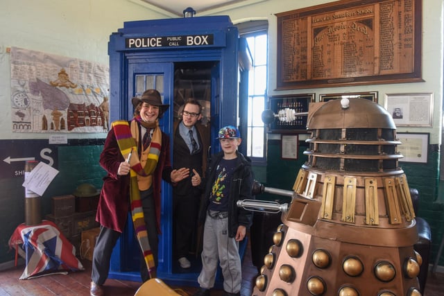 Kyle Brown (9) of Brotton, meets multiple Dr Who's, a Dalek and the Tardis at the Dr Who Day at the Heugh Battery, Hartlepool in 2016.