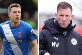 Former Hartlepool United defender Carl Magnay (left) is part of the interim staff at Gateshead following Mike Williamson's (right) departure. Credit Pete Norton/Getty Images and Charlie Waugh