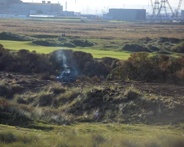 Controlled burning is taking place at Seaton Carew sand dunes.