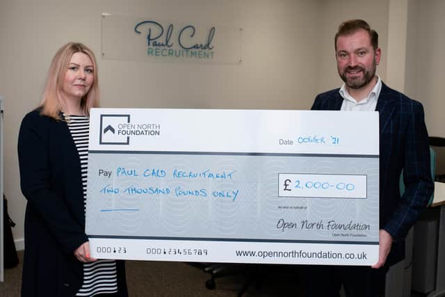 Carly Merryweather, of the Open North Foundation with Paul Card, of Paul Card Recruitment.
