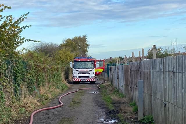 Fire engine at the scene of the fire on Bilsdale road