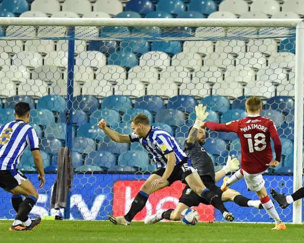 Middlesbrough's Duncan Watmore scores against Sheffield Wednesday.