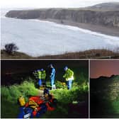 Emergency services were called to an area south of Nose's Point after a person became stuck on the cliff face.