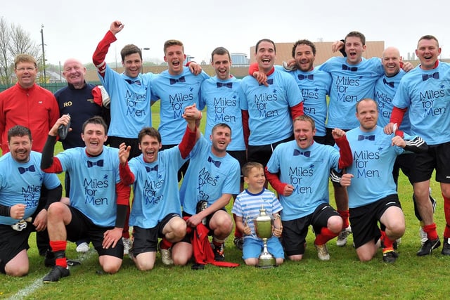 Rovers celebrate their victory over Schooner in the final of the John Dowson Memorial Cup played at Grayfields 10 years ago.