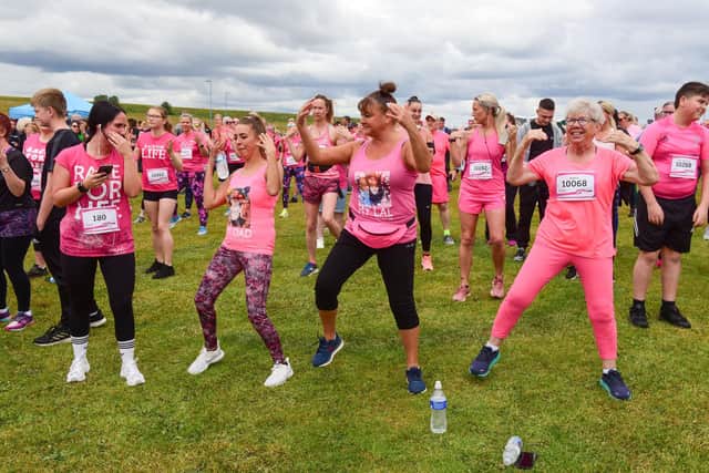 Hartlepool's Race for Life warm up, 2022.