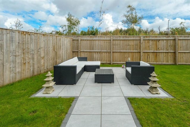 This property has a porcelain tiled patio area.