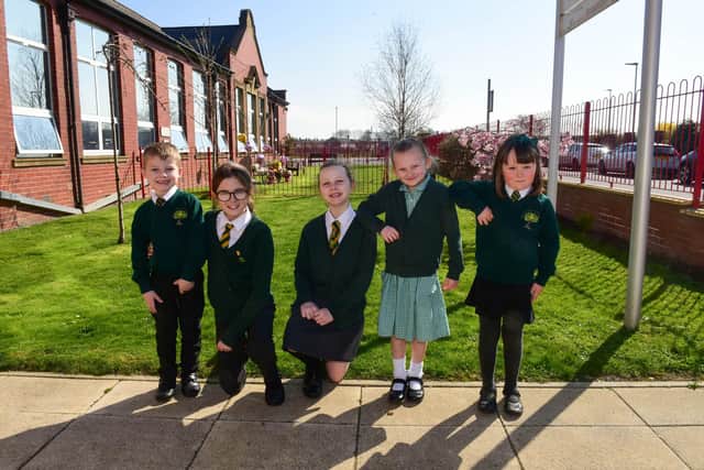 The Ofsted report said pupils are enthusiastic about school. Left to right: are Jake Talbot, Poppy McDonald, Maddie Carroll, Phoebe McMillan and Emmie O'Leary.
