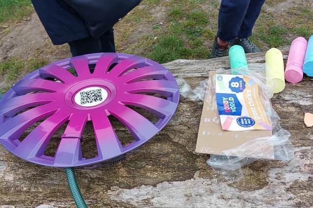 A model flower with a QR code on as part of the Say It With Flowers project to improve neglected Hartlepool spaces.