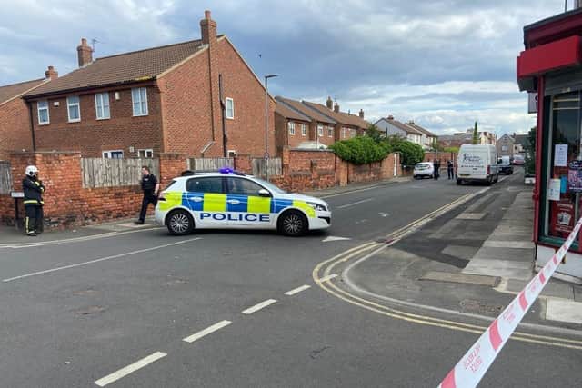 Emergency services at the scene of the tea-time incident in Hartlepool on Wednesday.