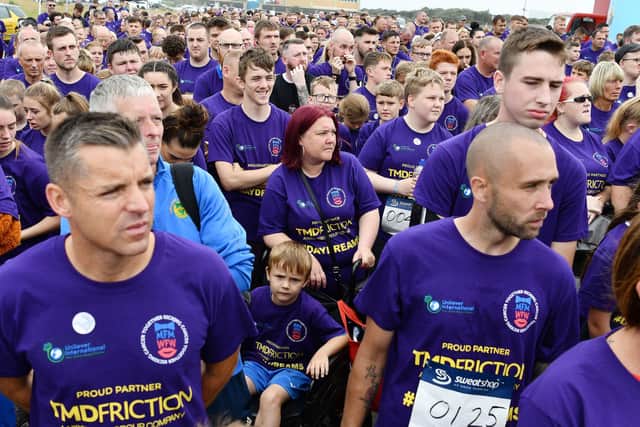 The mass start at the 2019 Miles for Men run held at the Clock Tower, Seaton Carew.