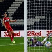 Scott Sinclair of Preston North End celebrates after scoring their sides second goal past Marcus Bettinelli of Middlesborough.