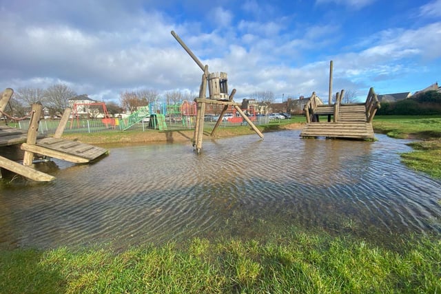 The children's play area in Seaton Carew has completely flooded.