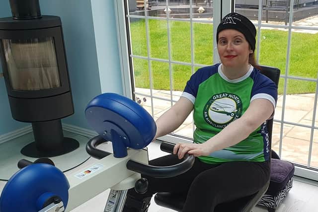 Danyelle Clarke raised over £1,500 for the air ambulance despite her life-changing injuries.