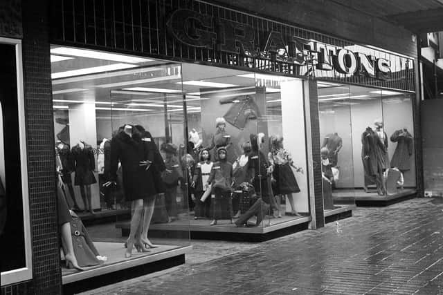 Graftons shop in Hartlepool Shopping centre. It had an advert at the time which described its ‘exciting display of fashion styles for the 70s.’