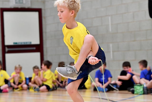 Pupils take part in the Hartlepool skipping finals held at Brierton Sports Centre in 2019.