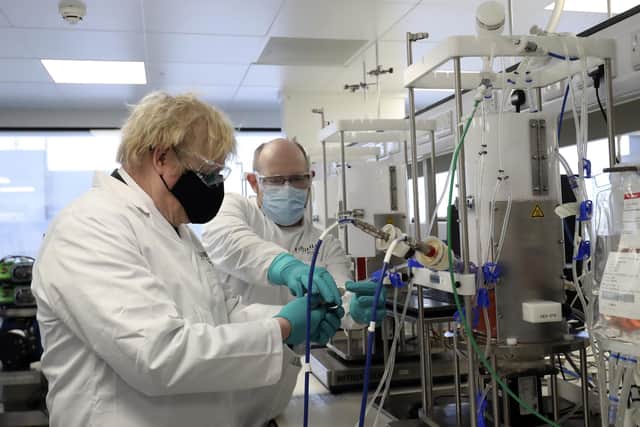 Prime Minister Boris Johnson visiting the Fujifilm Diosynth Biotechnologies plant earlier this year.