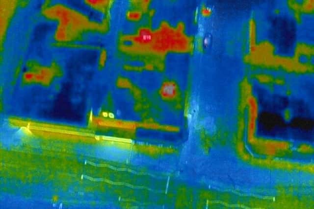 A Cleveland Police image of a heat map showing the cannabis farm towards the top centre of the picture.