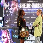 Savannah Marshall takes on Claressa Shields for the undisputed middleweight title at London's O2 arena. (Photo by Tom Dulat/Getty Images)