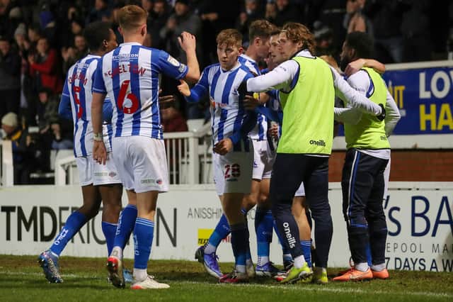 Hartlepool United ended their run of five straight defeats with a dramatic win over Rochdale. (Credit: Mark Fletcher | MI News)