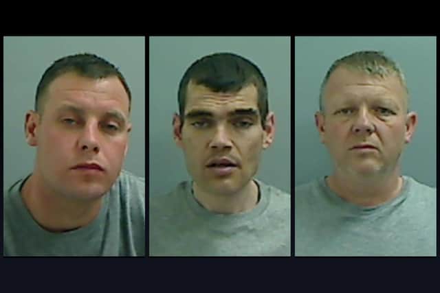 From left to right; Lee Darby, Anthony Small and Neil Elliott. Darby has been convicted of the murder of Michael Phillips while Small and Elliott have been cleared of murder but found guilty of manslaughter.