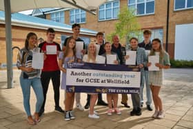 Students at Wellfield School in Wingate celebrate their GCSE results on Thursday, August 12.