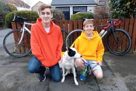 Dylan, left, and Ben Turnbull who will be tackling four triathlons in a day for charity next month.