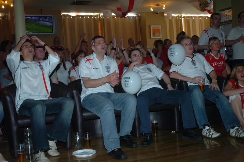 England fans in the Hillcarter react to a near miss in the 2006 World Cup clash with Paraguay in 2006.