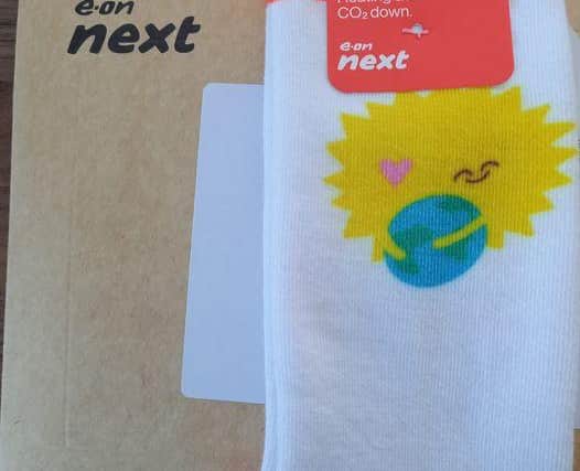 The socks Barbara was sent in the post from E.On.