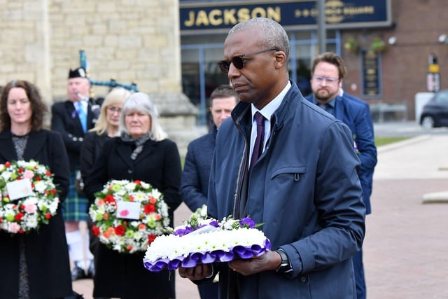 A wreath is carried outside Christ Church. Picture by FRANK REID