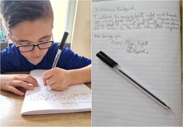 Alfie wrote the letter on Monday.