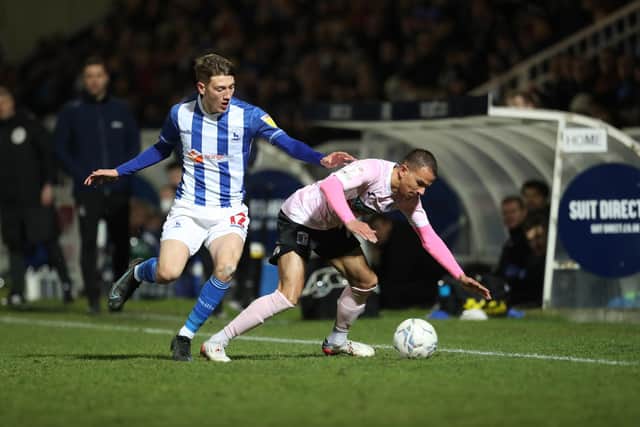 Joe Grey in action as Hartlepool United host Barrow in League Two at the Suit Direct Stadium. (Credit: Mark Fletcher | MI News)