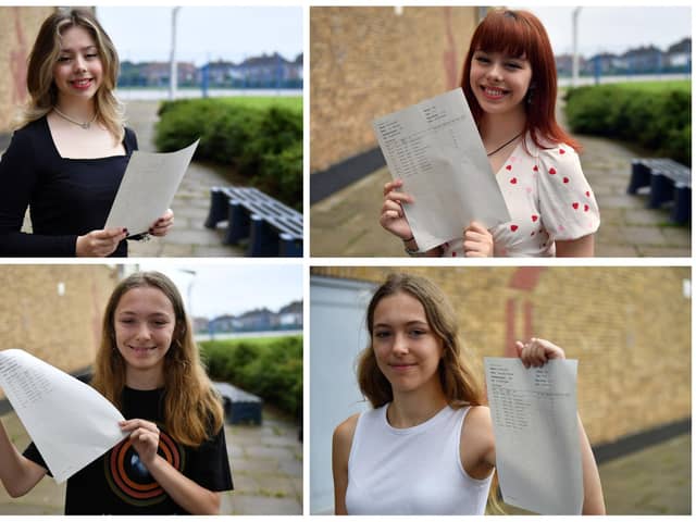 Two sets of twins at St Hild's celebrate their GCSE results.