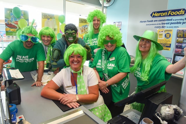 Staff at Heron Foods donned fancy dress for their Macmillan Coffee Morning event in the Middleton Grange Shopping Centre in 2015.