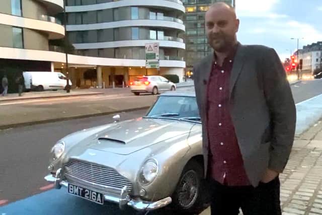 Phil by the Aston Martin DB5 that was used in the final scene of Spectre.