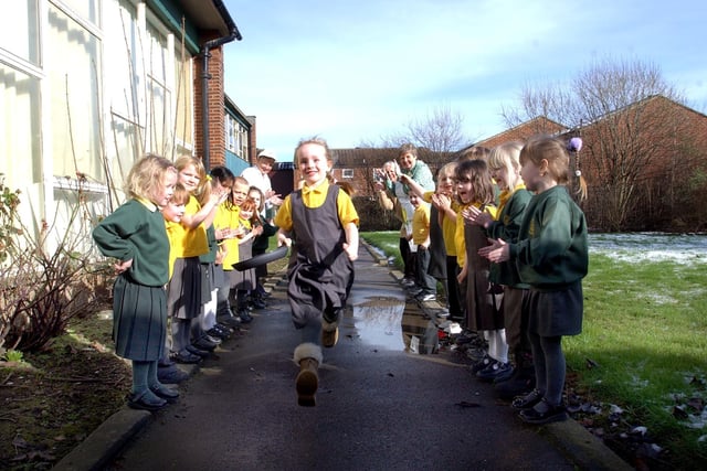 Pupils at St Joseph's Catholic Primary School take part in a fun-filled pancake day in 2004.