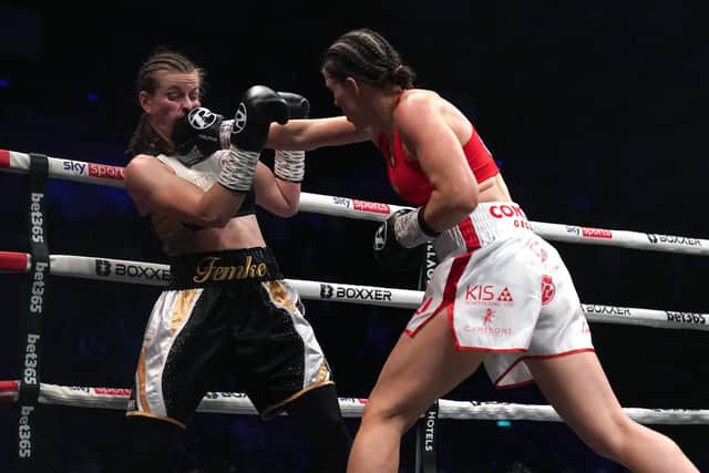 Savannah backs Femke Hermans into the ropes before delivering a knockout blow. Picture PA.