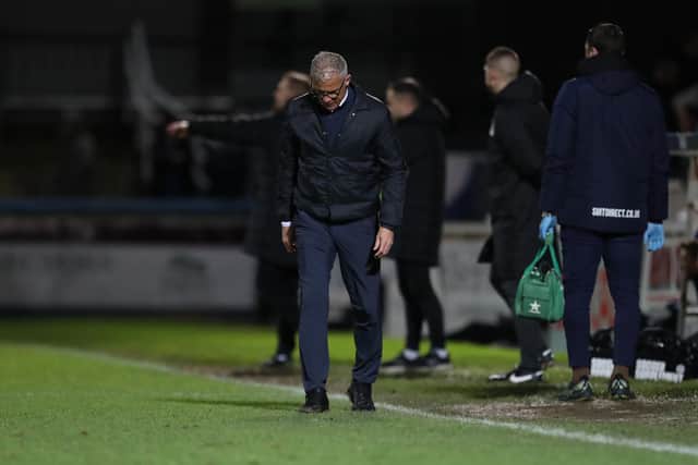 Hartlepool United manager Keith Curle during  (Credit: Mark Fletcher | MI News)